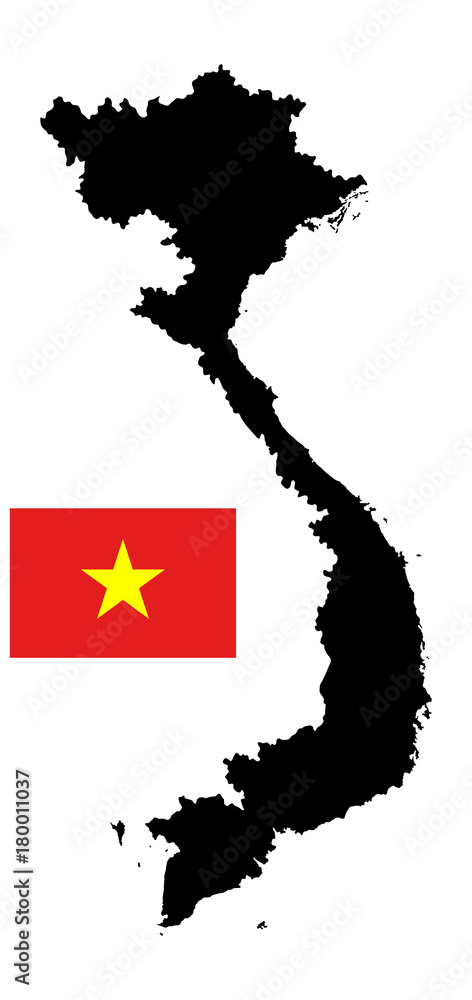Vietnam vector map silhouette isolated on white background. Original ...