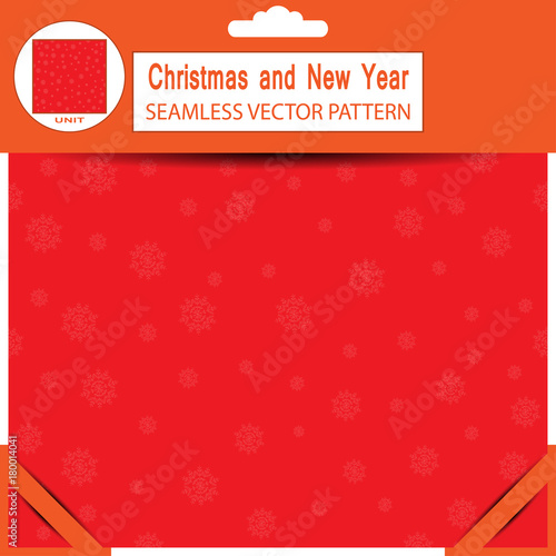 Seamless red vector pattern from snowflakes for Merry Christmas and Happy New Year in package with pattern unit.