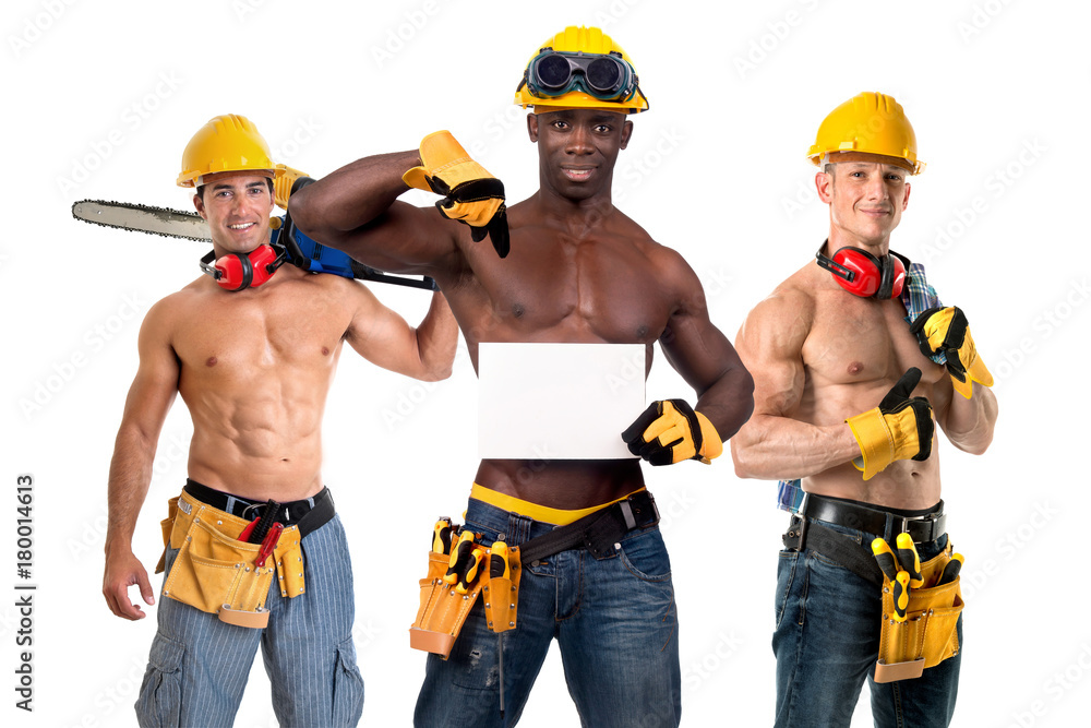 Strong construction workers Strong construction workers