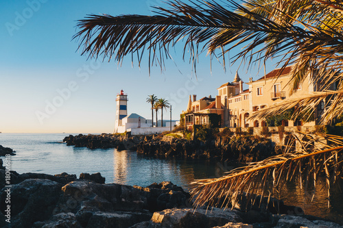 Morning in Cascais, Portugal with the famous Santa Marta Lighthouse and Museums visible photo