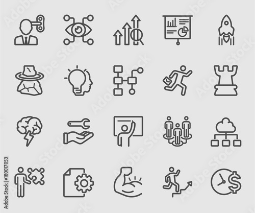 Business process and Control line icon