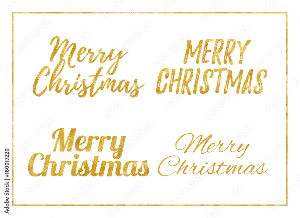 gold glitter twinkle texture on merry christmas text set collection