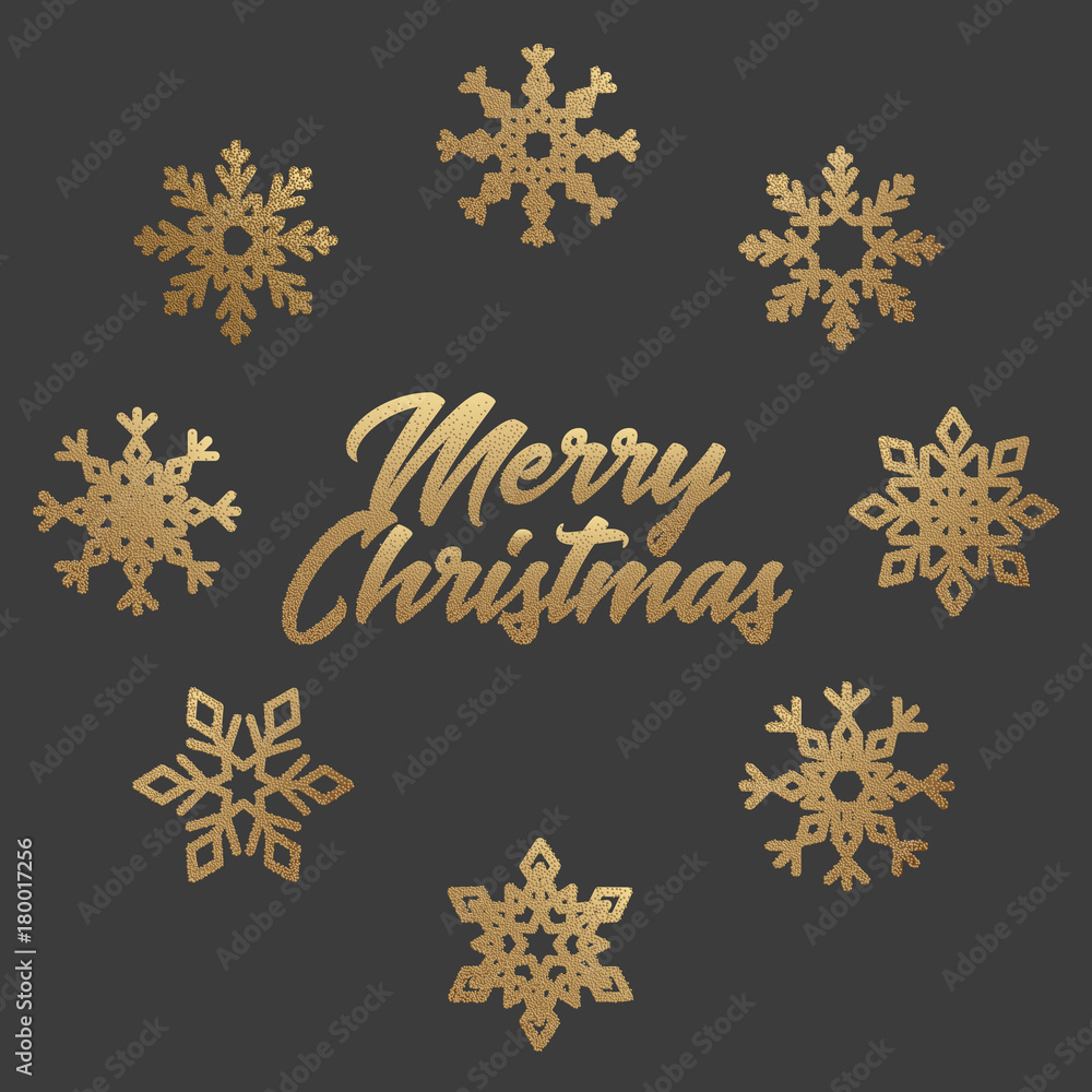 Merry Christmas poster with snowflakes Merry Christmas poster with snowflakes