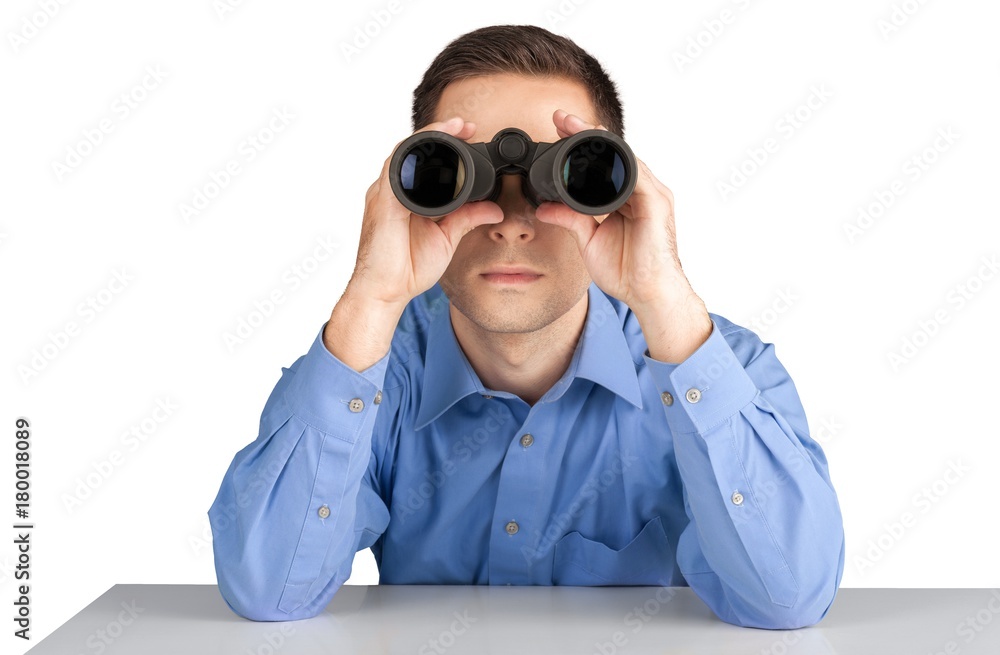 Businessman Using Binoculars Businessman Using Binoculars