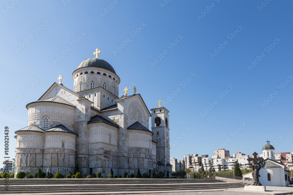 Orthodox cathedral in Podgorica city center; this is the capital of Montenegro, eastern Europe