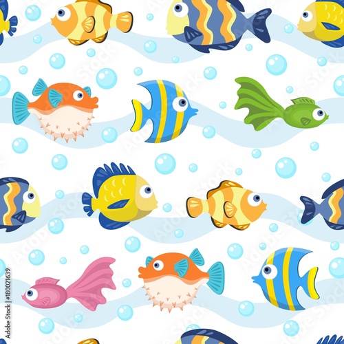 seamless pattern with fish - vector illustration