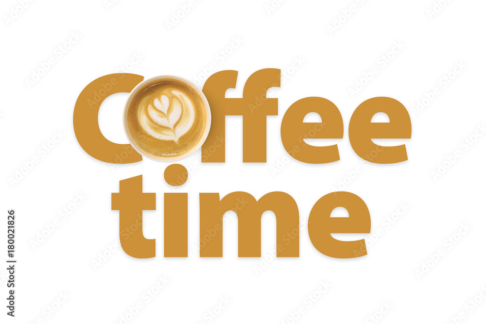 Shaped Designed Cup of Coffee with Text on White Shaped Designed Cup of Coffee with Text on White