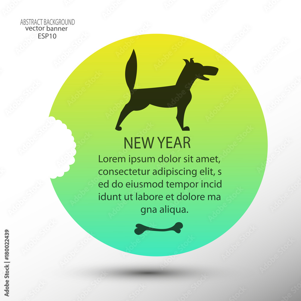 2018 dog black with a bone for the new year for a background, banner, logo, emblem ...