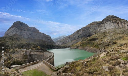 lake the Gloriettes on the Gave d'Estaube river in the Haute Pyrenees.