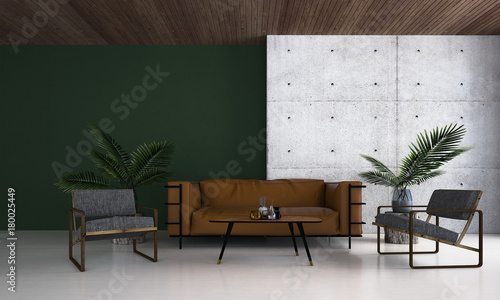 The living room interiors design and concrete wall background / 3d rendering new model