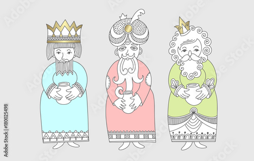 three kings for christian christmas holiday - Melchior, Gaspard 