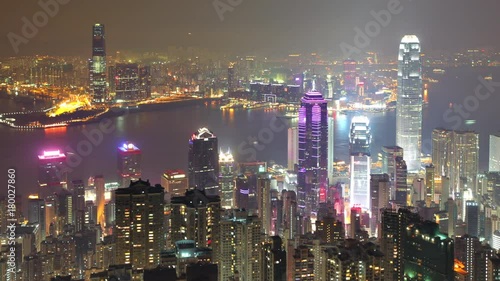 Time Lapse of Hong Kong. Hong Kong Island in the foreground and Kowloon across the Harbor. photo