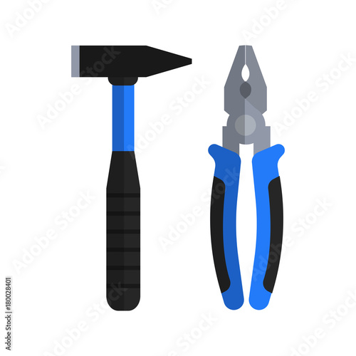 Isolated hummer and pliers icon in a flat style.