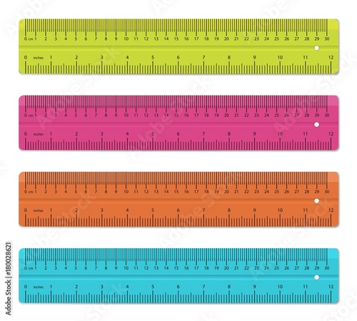 Creative vector illustration of realistic colorful rulers isolated on background. Art design measuring tool supplies. Abstract concept graphic element