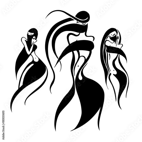 Eastern woman Silhouette. Hand drawn Vector Illustration
