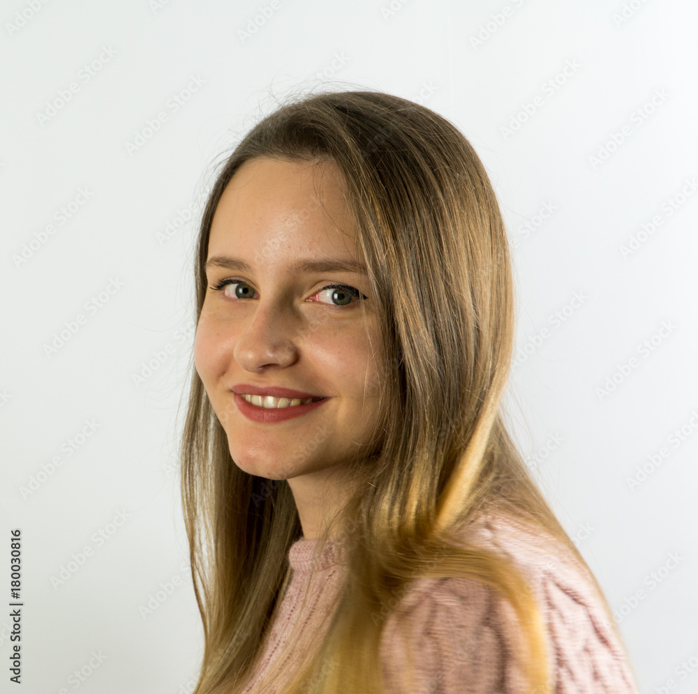 beautiful woman on white background with some emotions beautiful woman on white background with some emotions