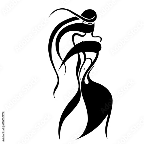 Eastern woman Silhouette. Hand drawn Vector Illustration