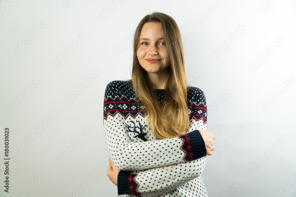 beautiful woman on white background with some emotions beautiful woman on white background with some emotions
