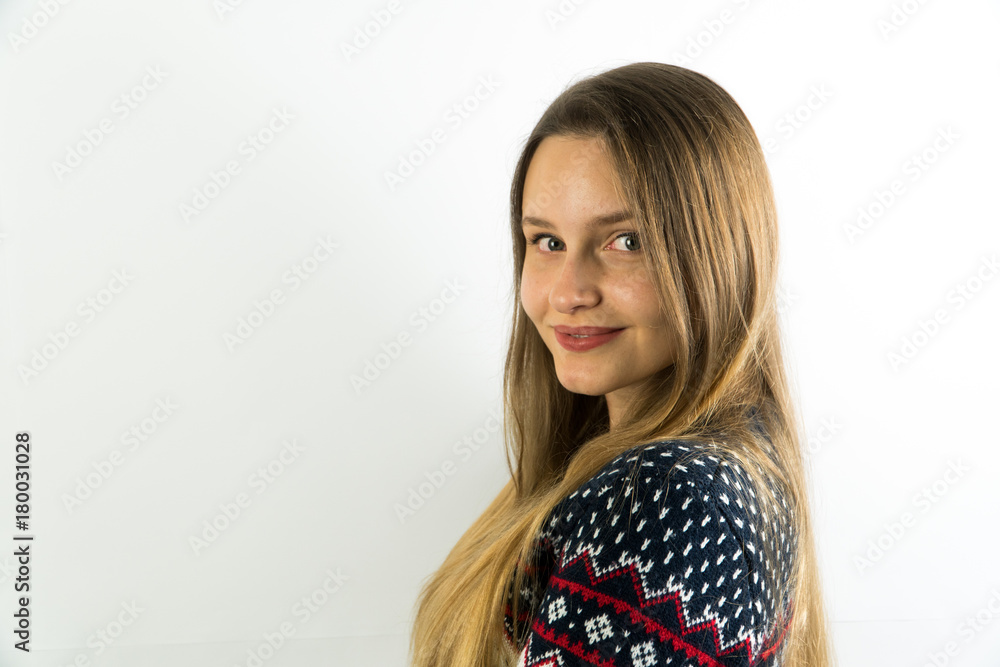 beautiful woman on white background with some emotions beautiful woman on white background with some emotions