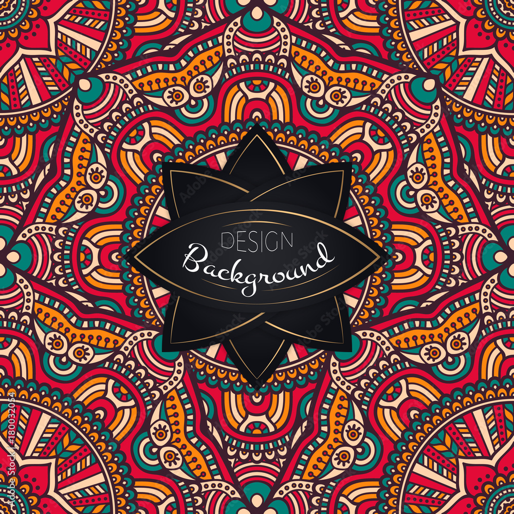 Ethnic floral seamless pattern with mandalas Ethnic floral seamless pattern with mandalas