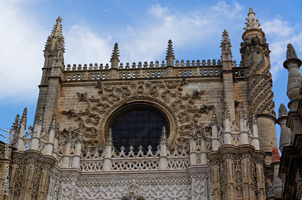 Historic buildings and monuments of Seville, Spain. Catedral de Santa Maria de la Sede. Historic buildings and monuments of Seville, Spain. Catedral de Santa Maria de la Sede.