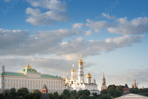 Grand palace and The ensemble of the Ivan the Great Bell tower and Archangel Cathedral in the Moscow Kremlin