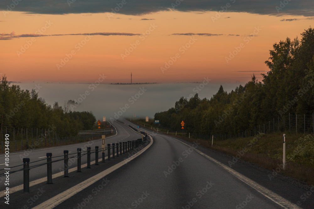 Fototapeta premium Sunrise with fog an early morning