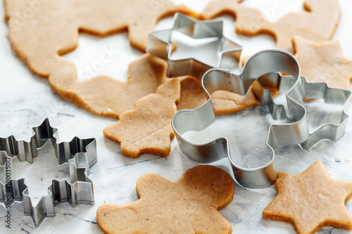 Metal cookie cutters for gingerbread. photo