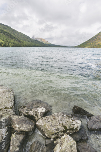 Lower Multinskoe lake, Altai mountains. Russia. Autumn landscape photo