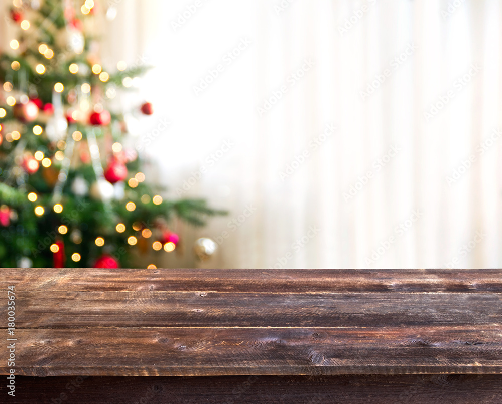 christmas table background with empty space for your products Stock