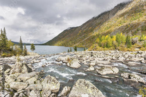 Wallpaper Mural River Shumi. Multinskiye lakes. Altai mountains autumn landscape Torontodigital.ca