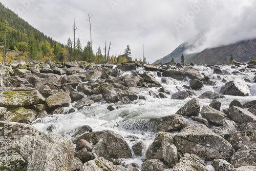 River Shumi. Multinskiye lakes. Altai mountains autumn landscape photo