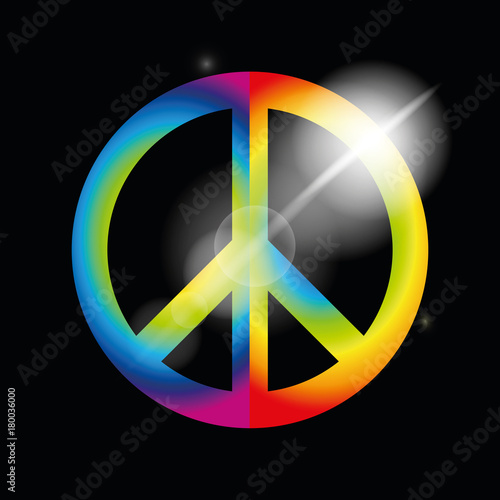 peace zeichen in regenbogenfarben und glanz