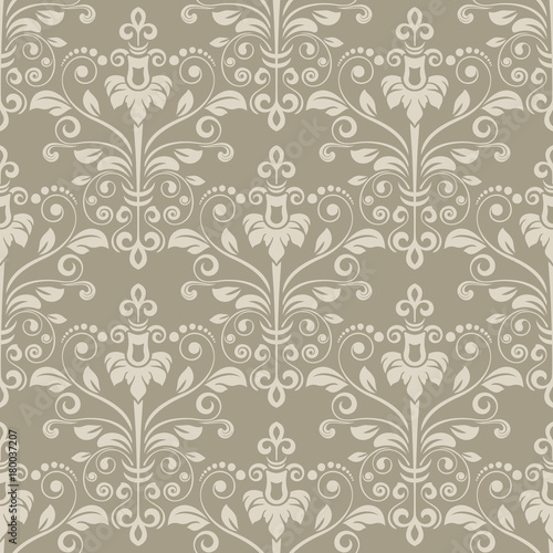 Vintage beige floral wallpaper