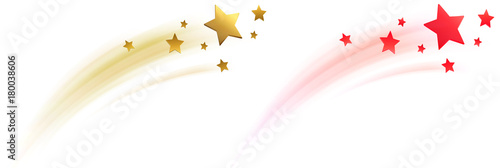 Sternschnuppe, Sterne mit Schweif Set - Rot / Gold
