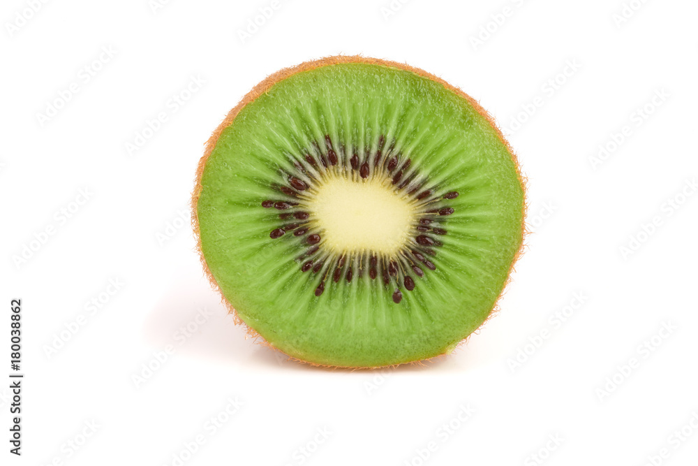 Slice of fresh kiwi fruit isolated on white background Slice of fresh kiwi fruit isolated on white background