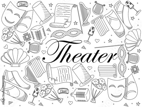 Theater line art design vector illustration