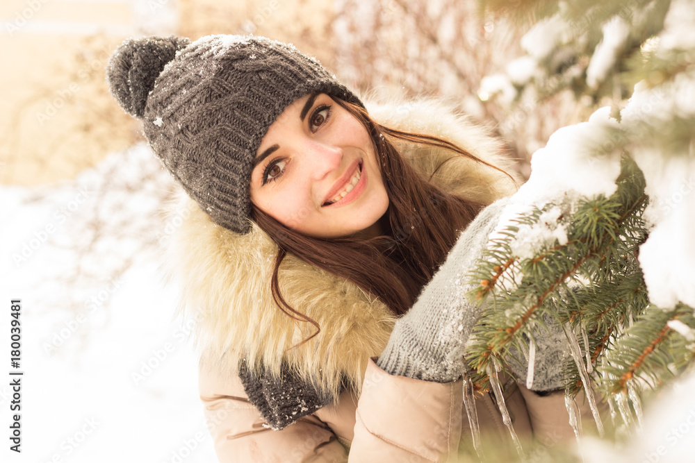 Young woman in winter park Young woman in winter park