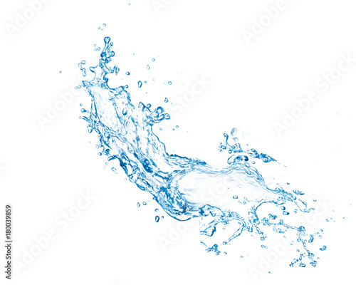 Blue water splashes over white background. 3D illustration © nebo13
