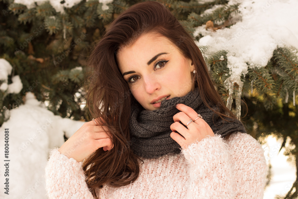 Young woman in winter park Young woman in winter park