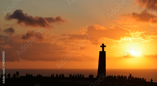 Sunset over Cabo da Roca  near Lisbon in Portugal  the westernmost point of mainland Europe