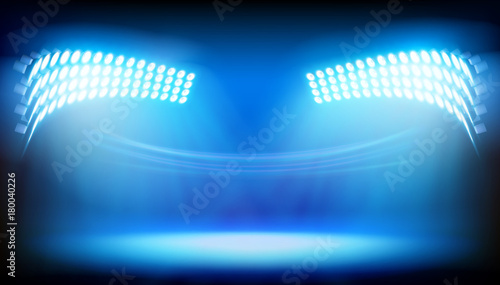 The lights on big stadium. Vector illustration.