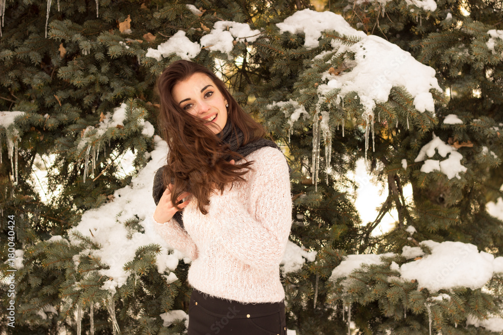 Young woman in winter park Young woman in winter park