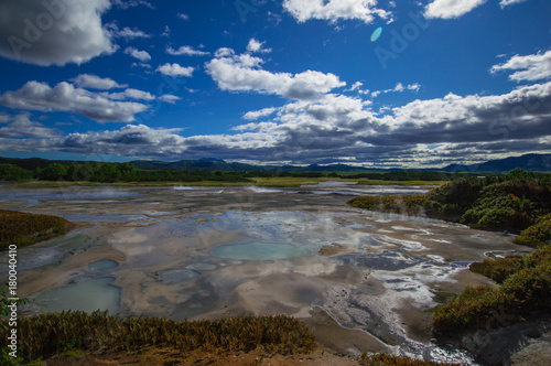 Acid lake in Uzon s volcano caldera. Kamchatka  Russia.