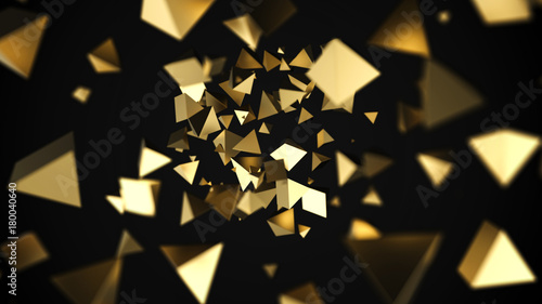 Fototapeta Naklejka Na Ścianę i Meble -  Abstract 3D gold pyramids flow