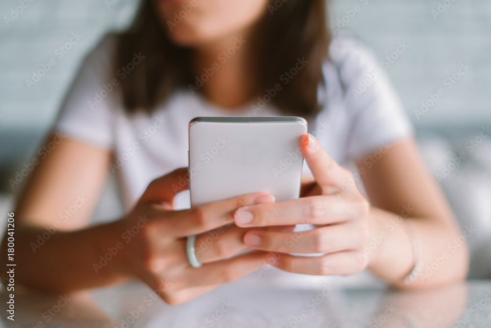 Hand of woman use smart phone. Hand of woman use smart phone.