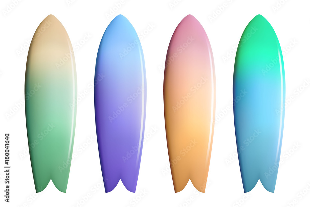 Fototapeta premium Set of colorful surfboards. Surfing equipment