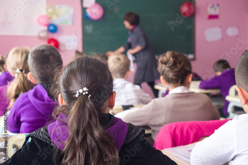 Fototapeta Naklejka Na Ścianę i Meble -  school children are participating actively in class