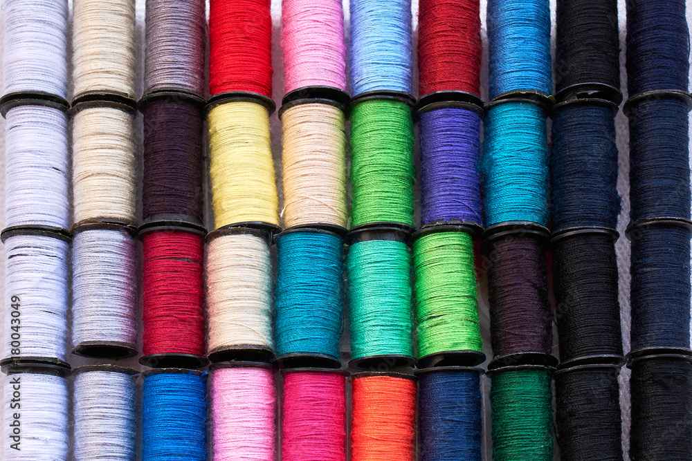 Spools of colorful silk thread Spools of colorful silk thread