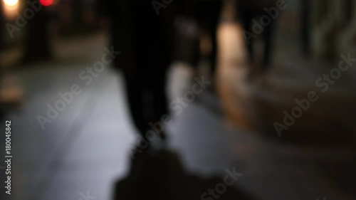 Defocused view of night street in south korea
